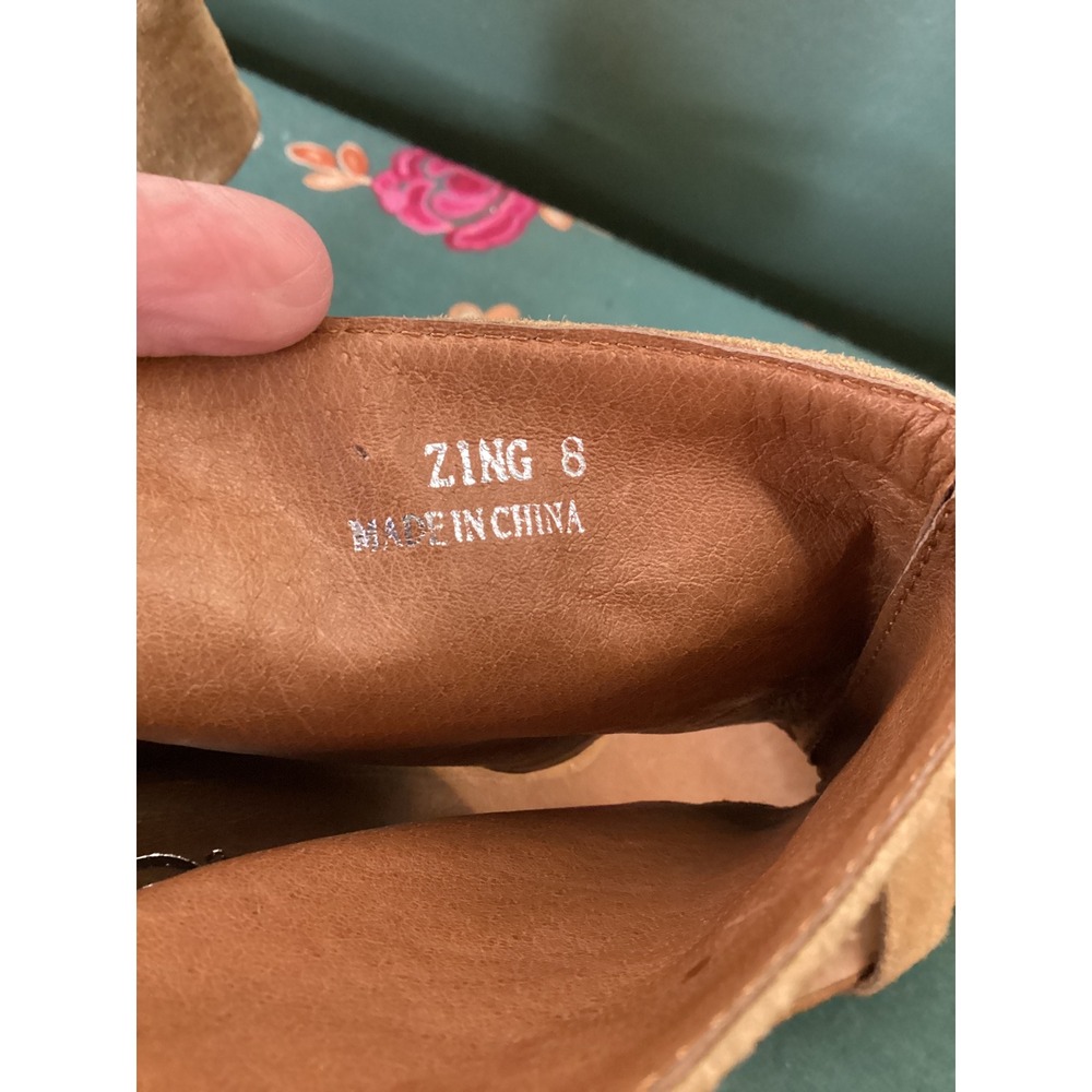 Jeffrey Campbell Zing Sandals Women 8 Tan Suede Ankle Cuff Heel - Picture 6 of 8